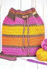 Color Wave Drawstring Bag (Crochet)